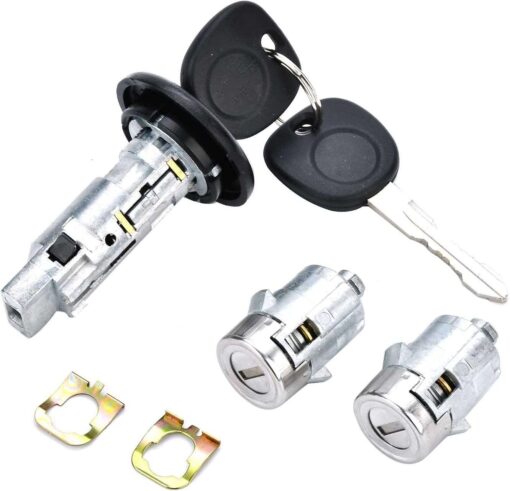 Ignition Switch Lock Cylinder with Pair Front Door Lock Cylinder for Chevy Silverado Suburban GMC Sierra Yukon Cadillac Escalade Replace OE# 707835 + 706592 X2 + 598007 X2