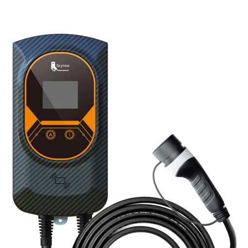 EV Charger Type2 32A EVSE Wallbox with IEC62196-2 Adapter 7.6KW Wallmount Charging Station 5m Cable for Electric Vehicle